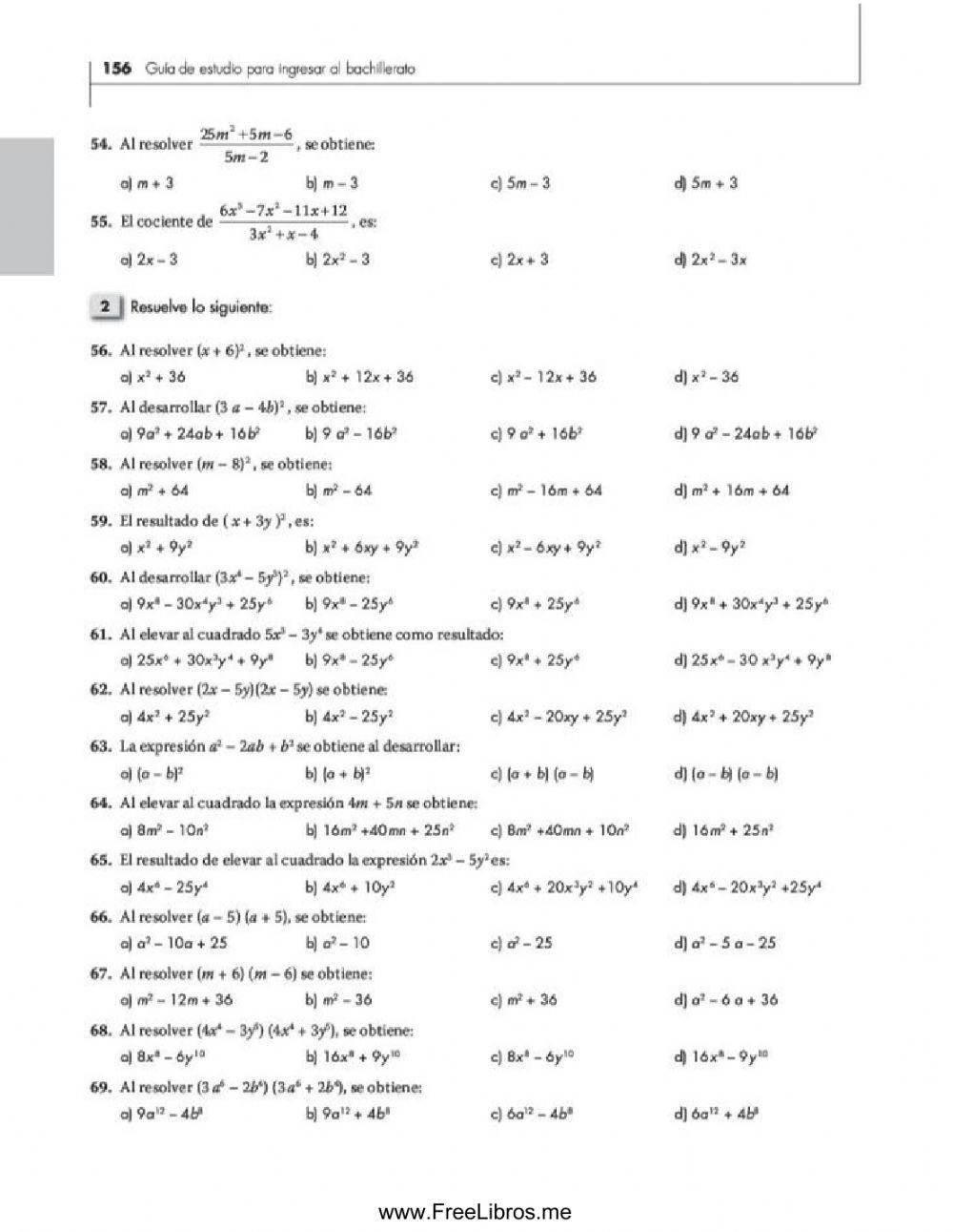 Productos notables y factorización