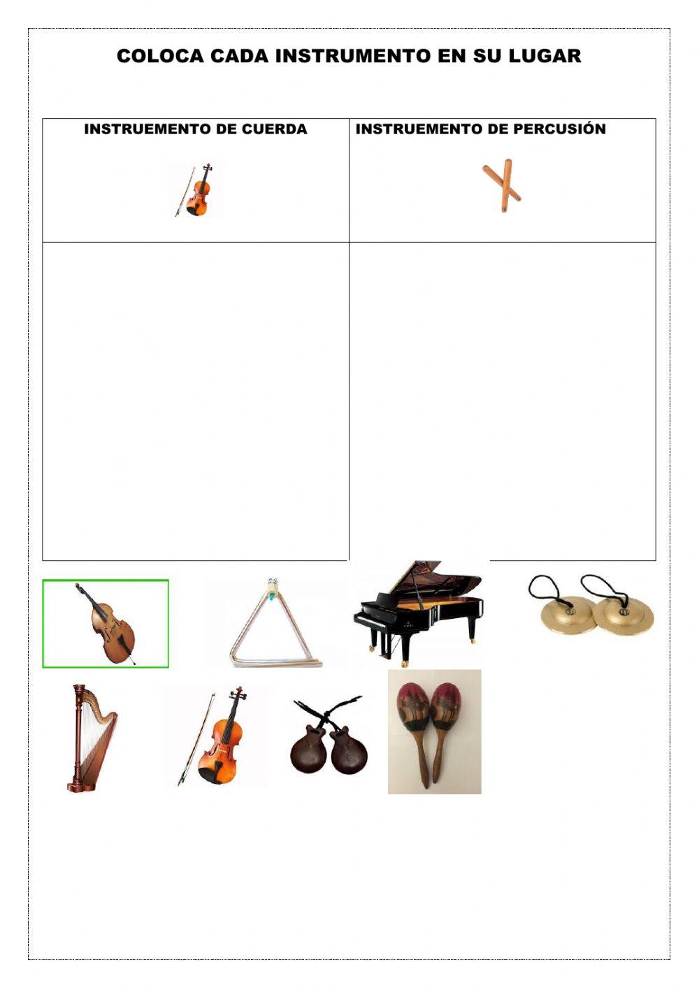 Coloca cada instrumento en su lugar