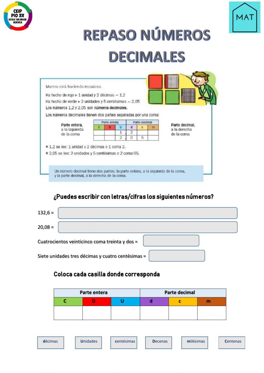 Repaso números decimales