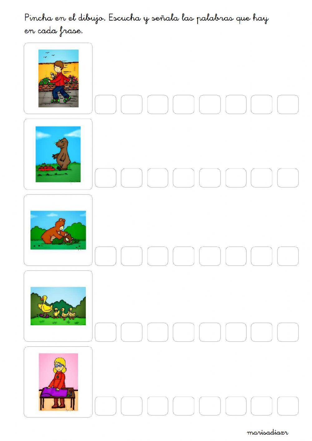 Cuenta las palabras que tiene cada frase