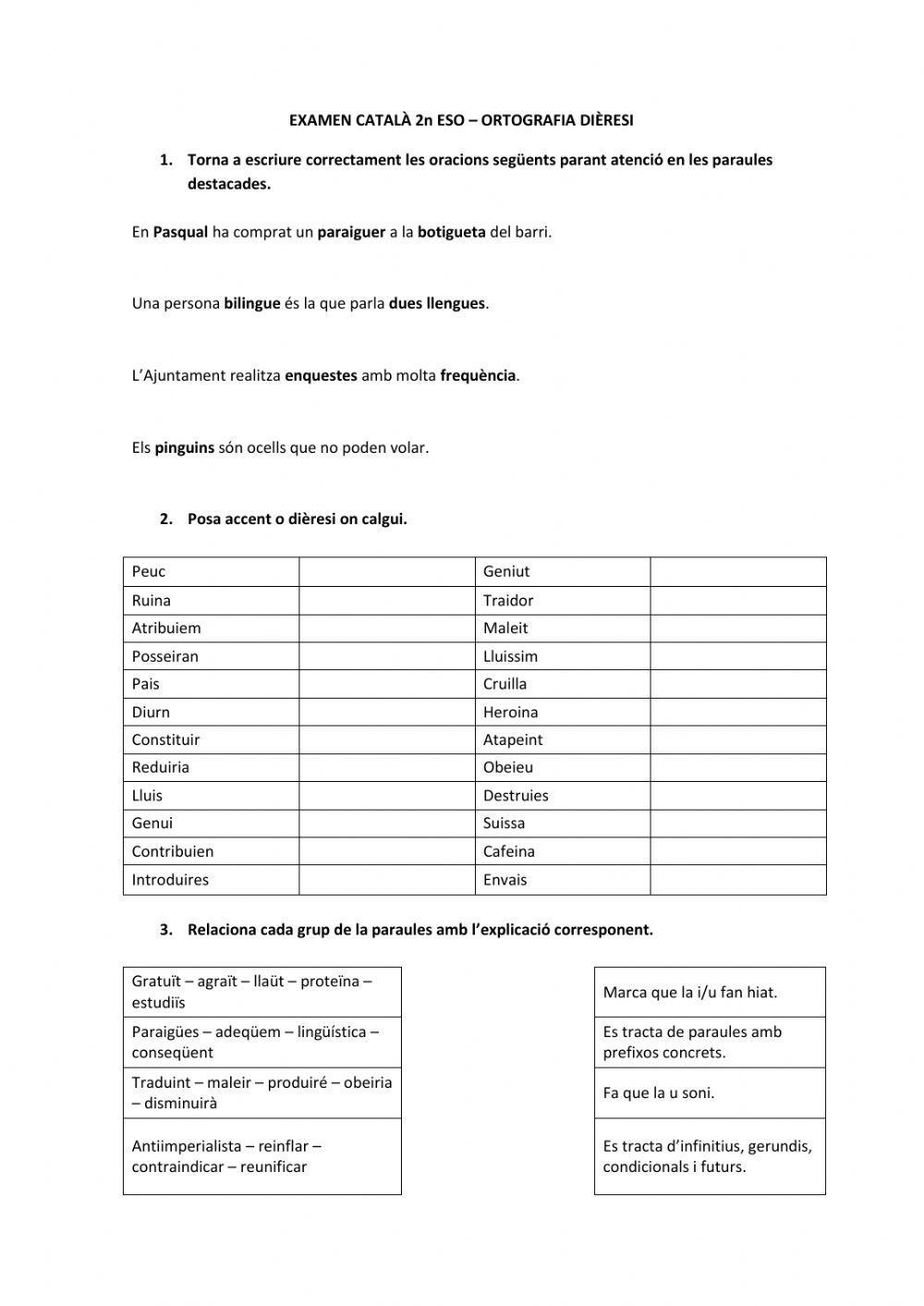 Examen dièresi 2n ESO