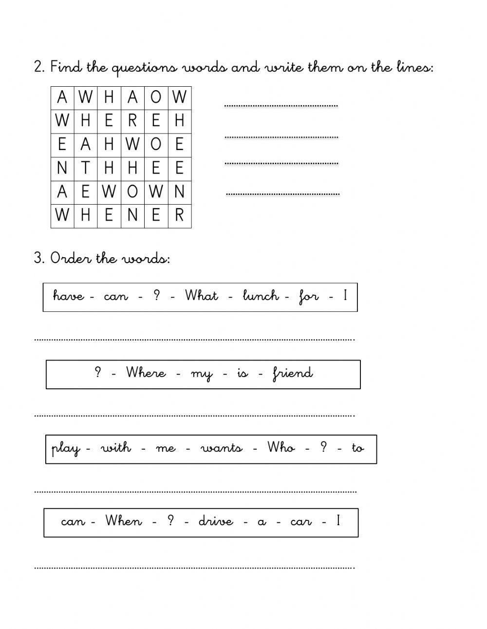 Question Words Review Question Words Review