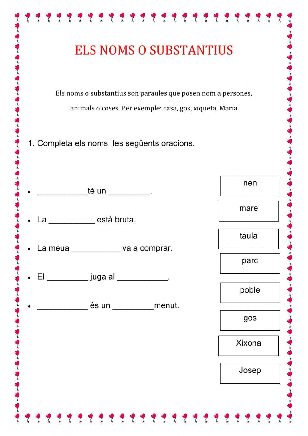 Els noms o substantius