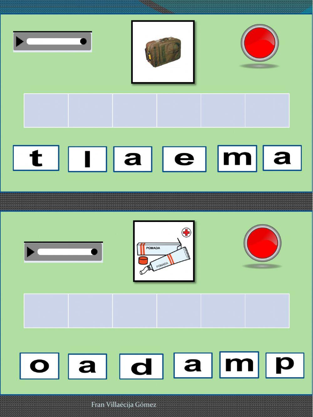 Escucha, habla y completa palabras