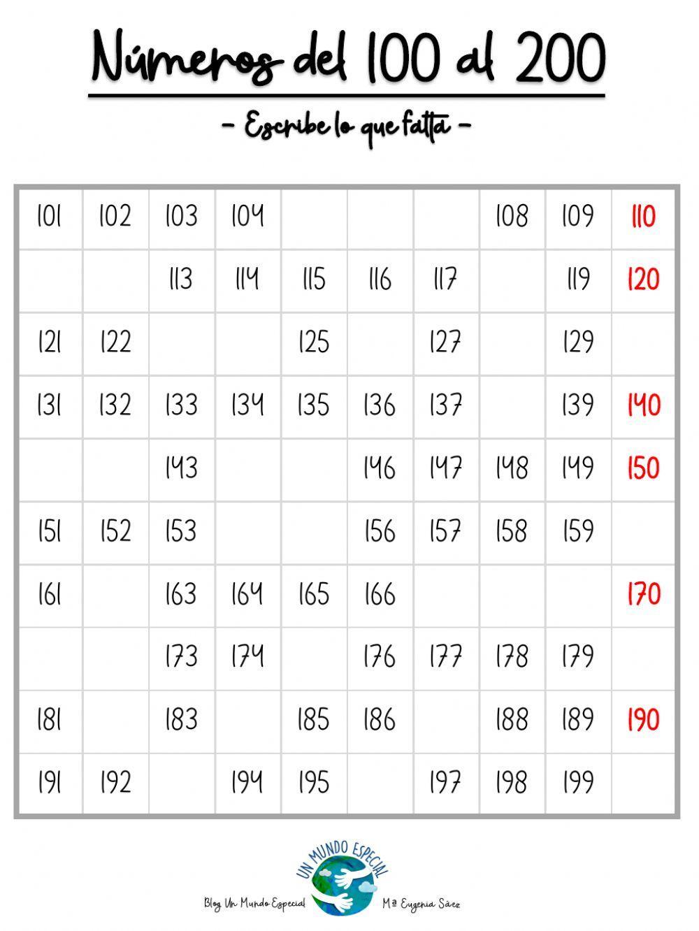 Números del 100-200