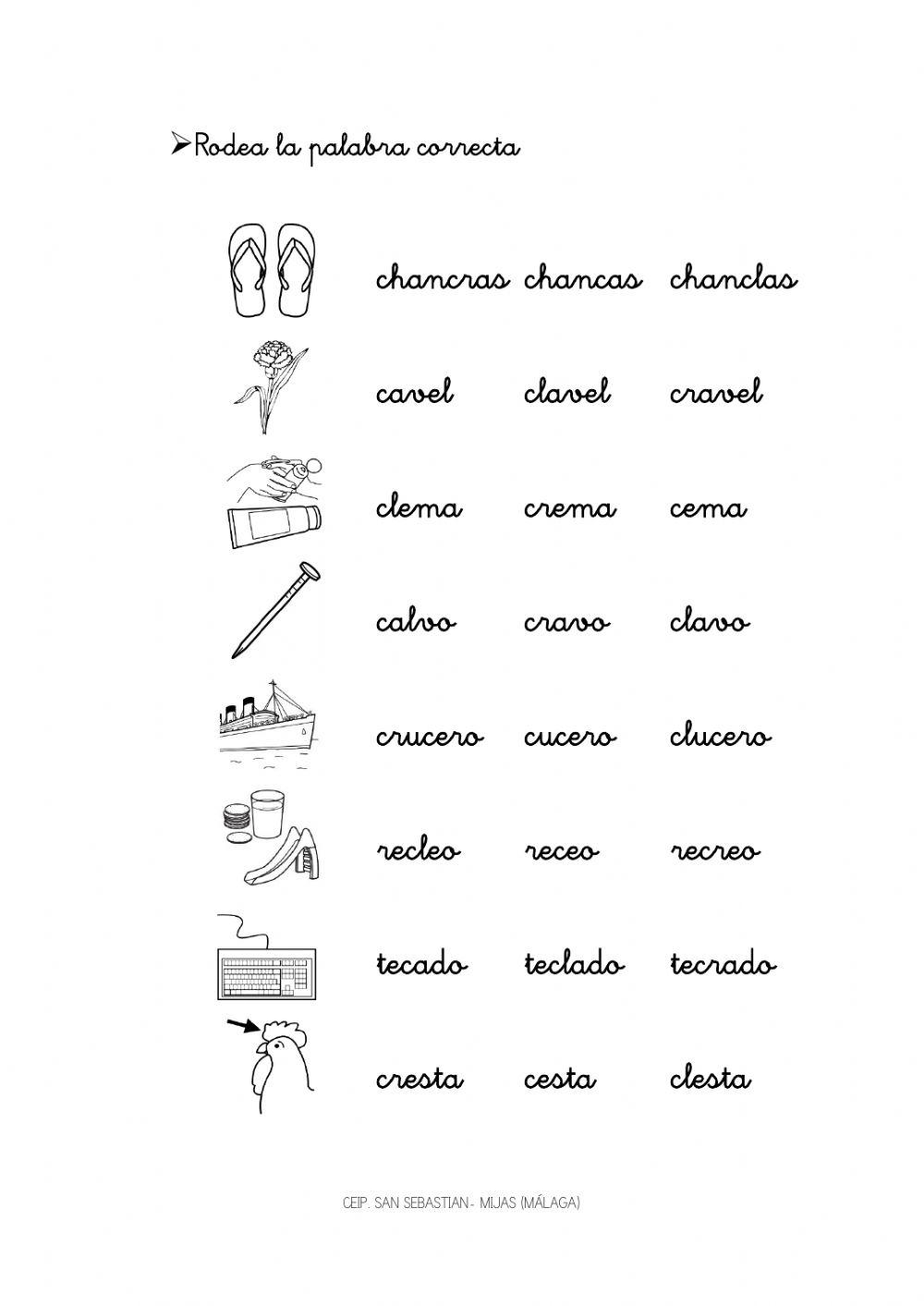 Señala la palabra correcta cl-cr