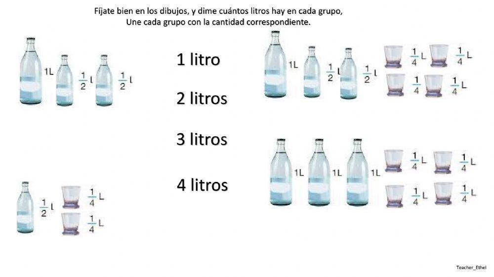 Litro, medio litro, cuarto de litro