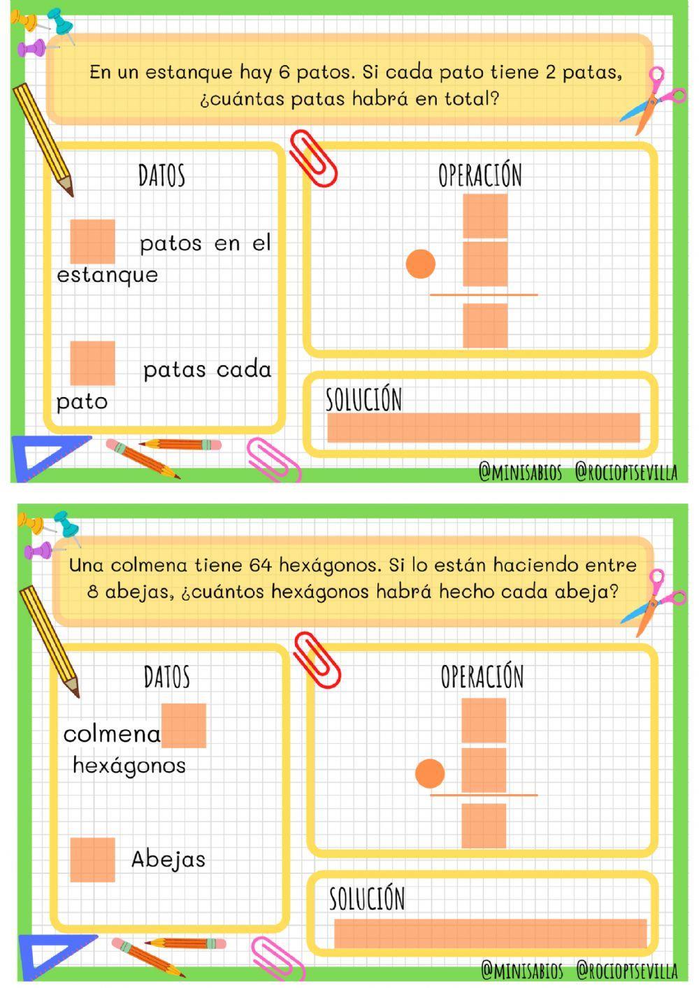 Problemas de multiplicación y división Problemas de multiplicación y división