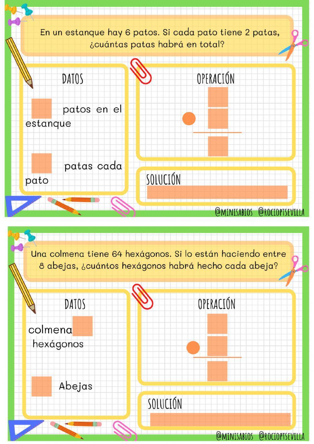 Problemas de multiplicación y división