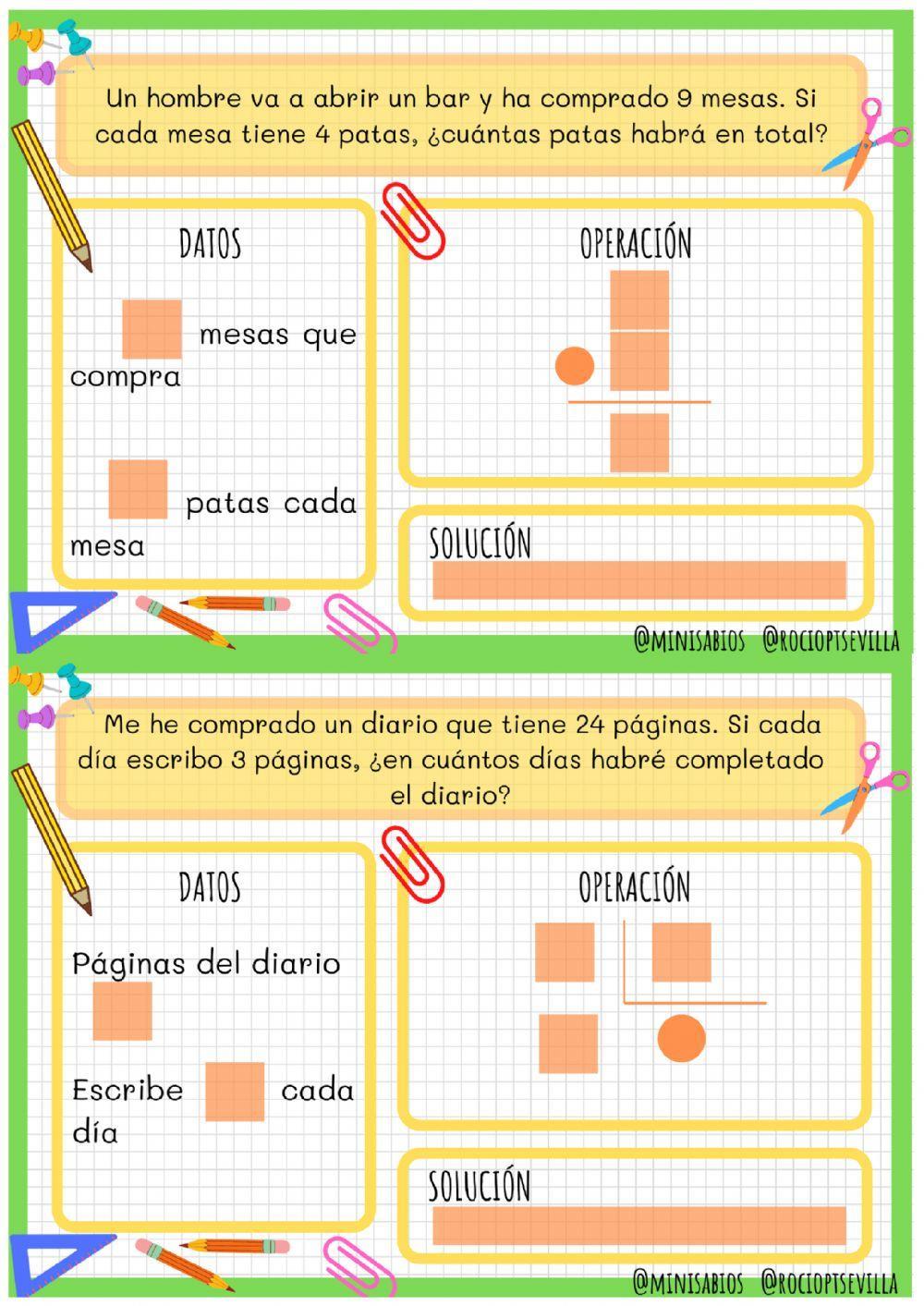 Problemas de multiplicación y división Problemas de multiplicación y división