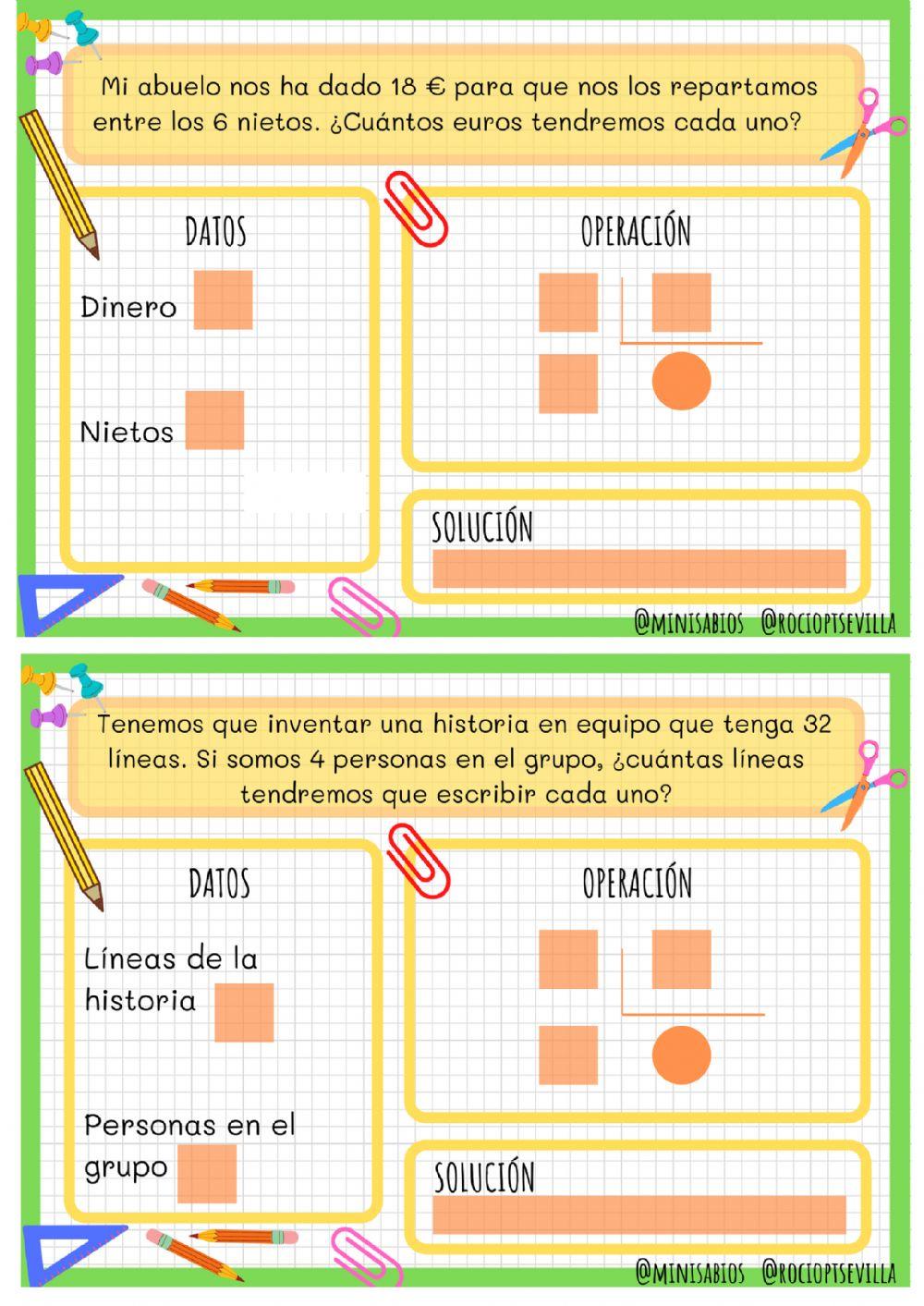 Problemas de división Problemas de división