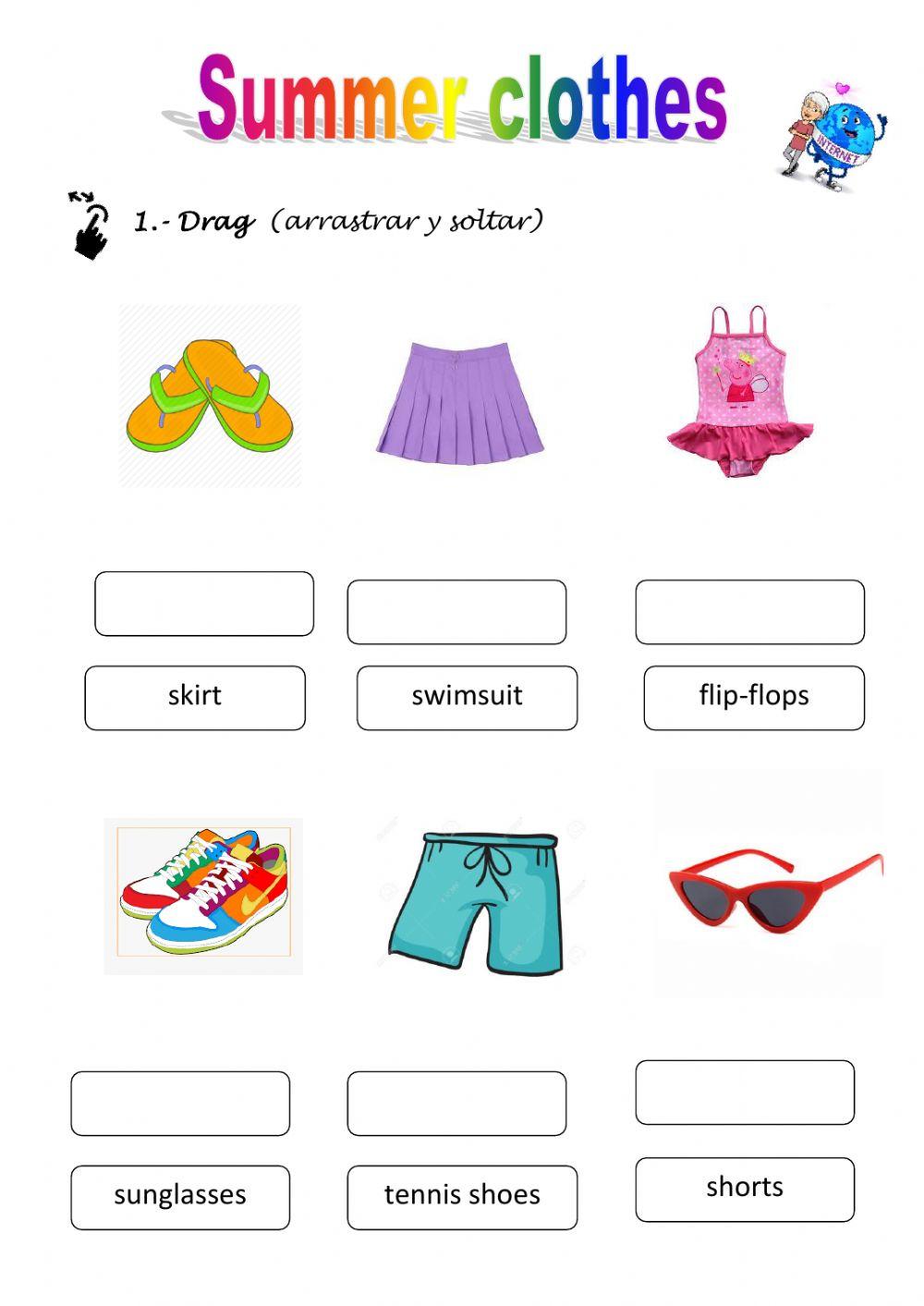 Summer clothes online pdf worksheet