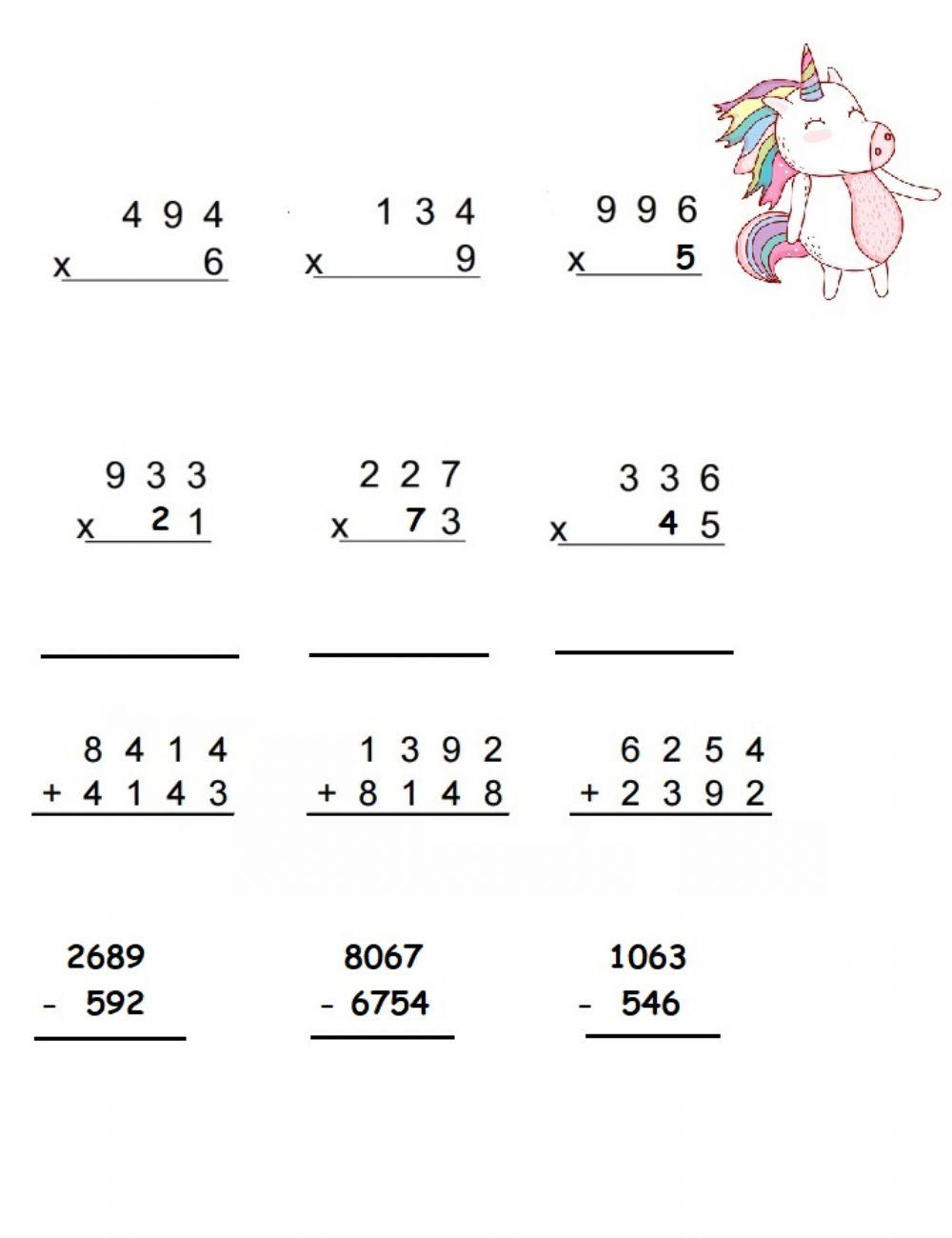 Multiplicaciones, sumas y restas
