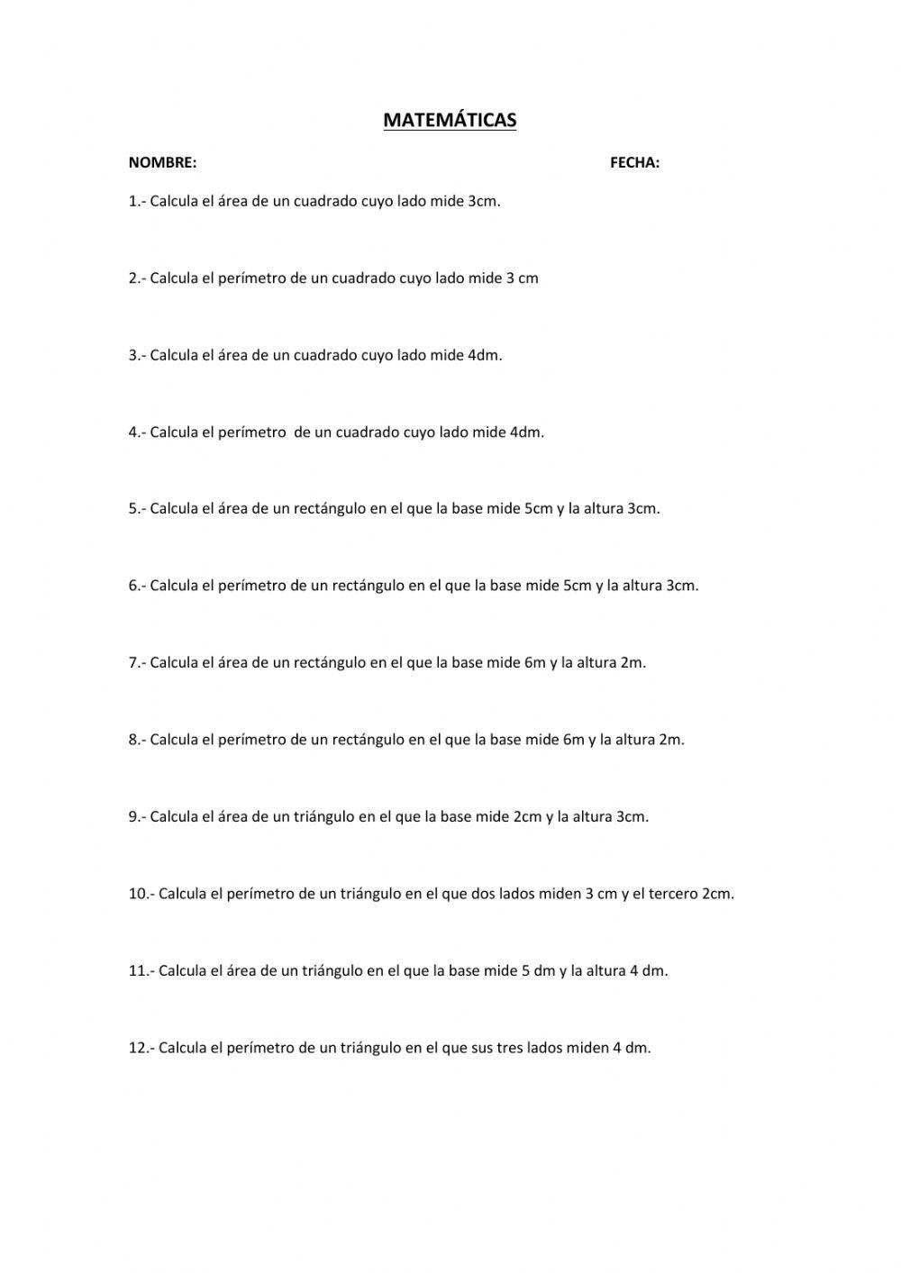 Áreas de figuras planas