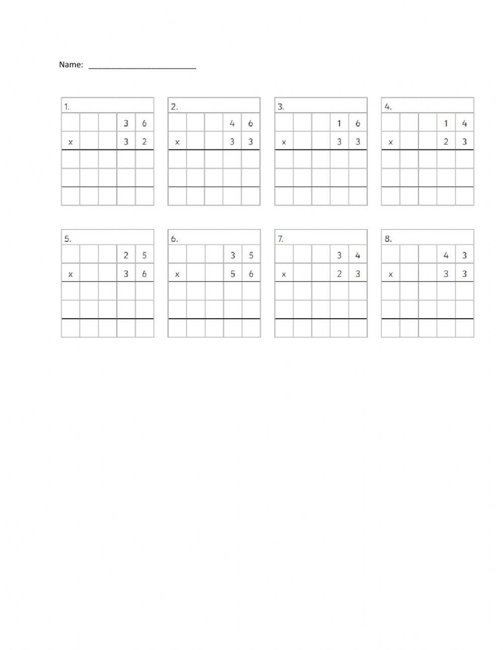 Multiplication of two-digit numbers