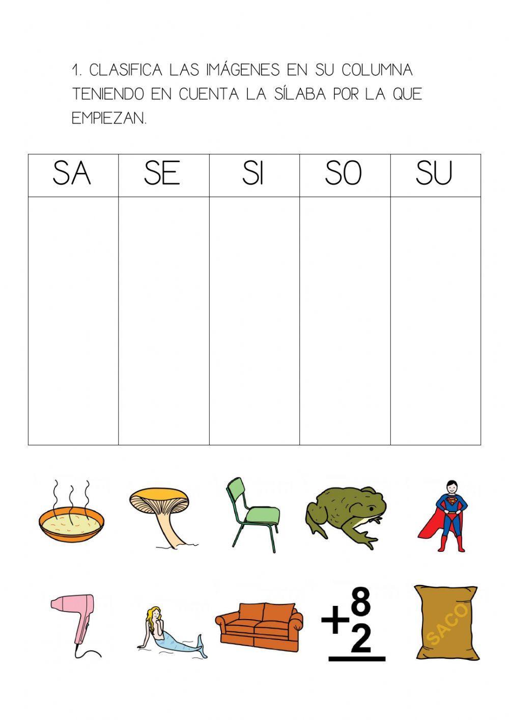 Letra S, lectoescritura