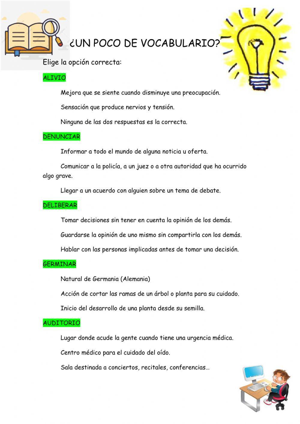 Vocabulario de Santillana