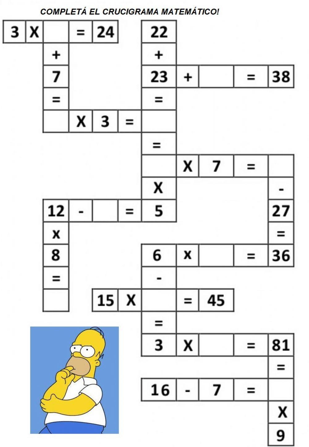 Crucigrama de operaciones