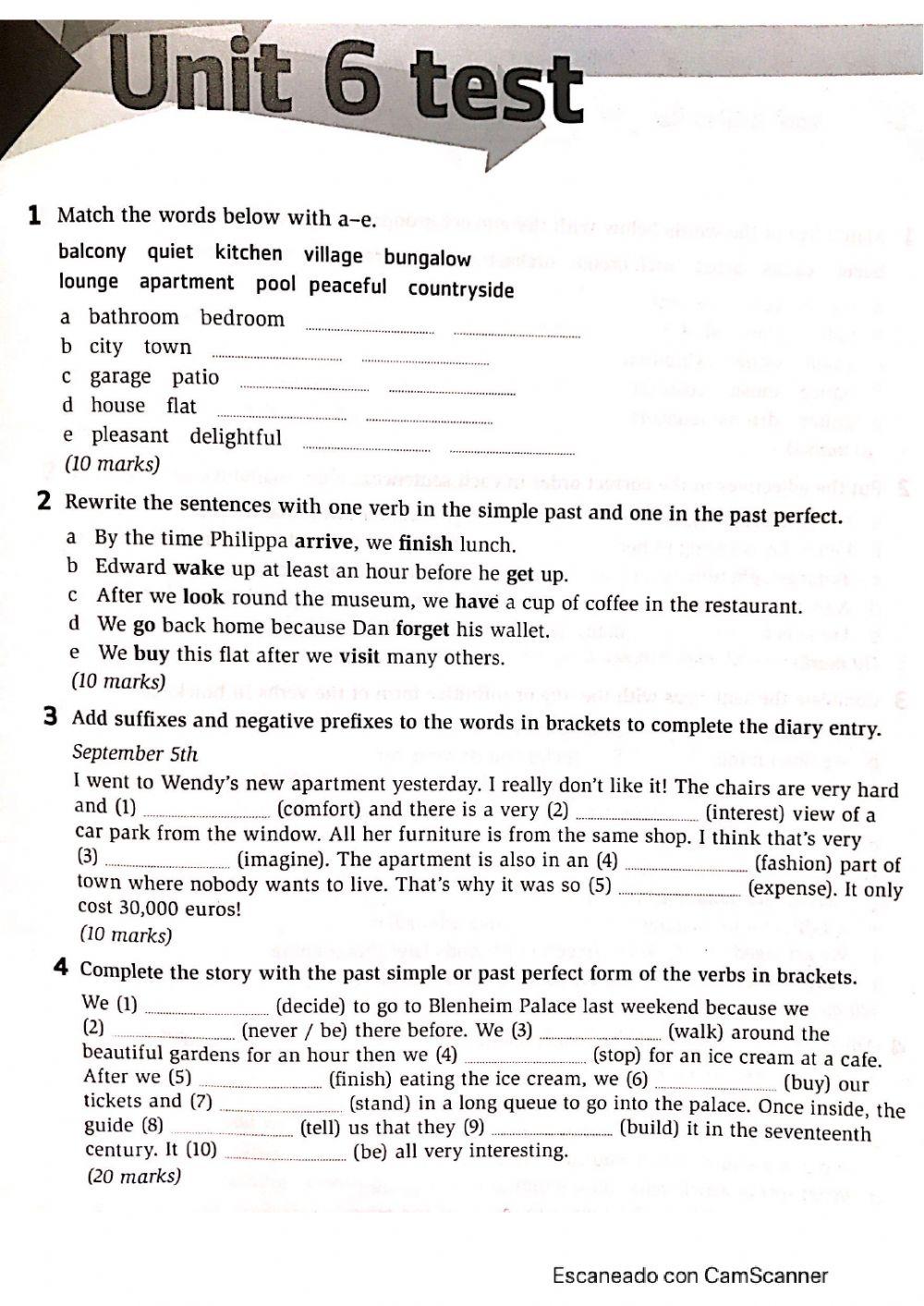 Past Perfect, houses and word formation. Entertainment, gerunds and infinitives ad order of adjectives