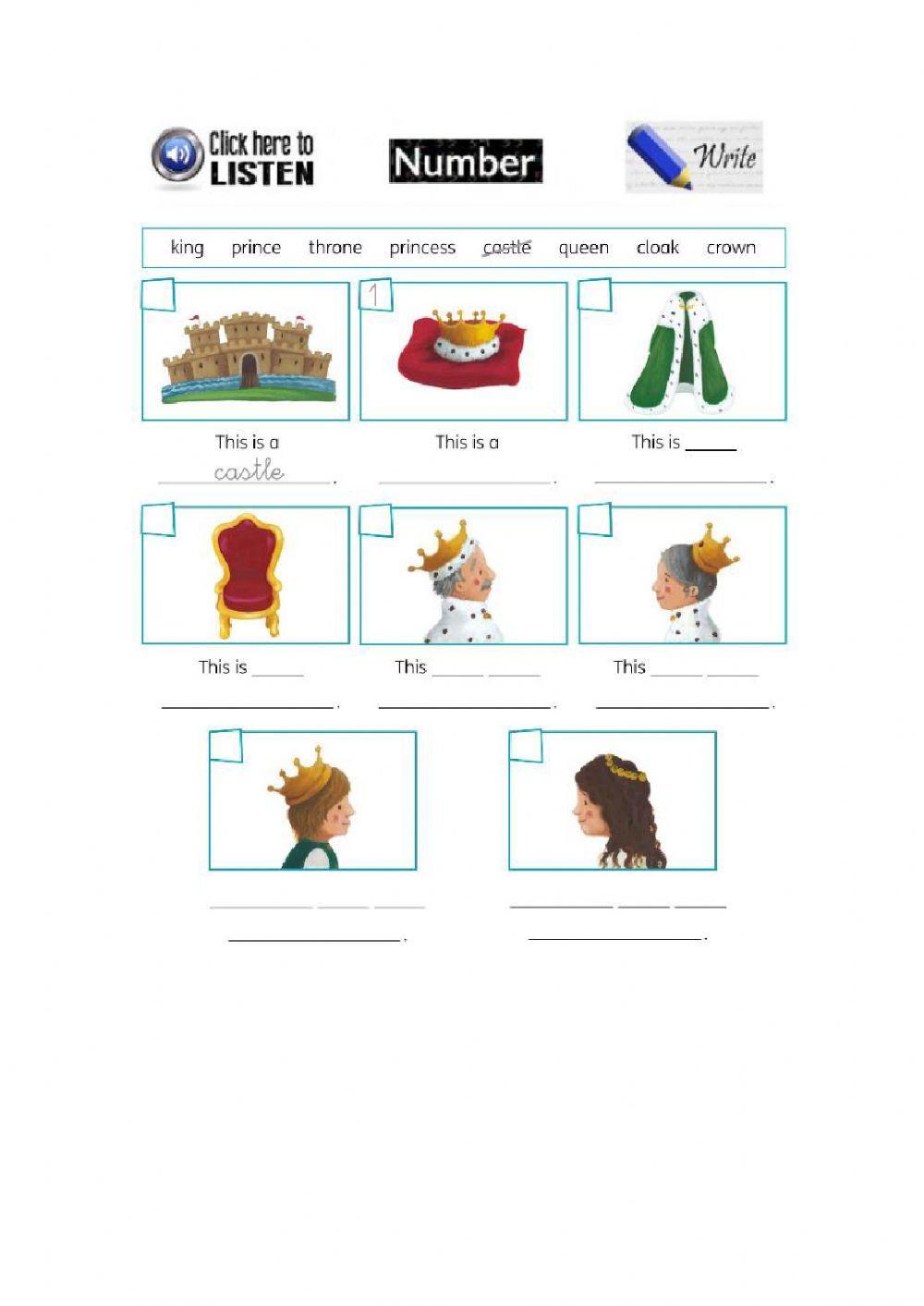 Listen, number and write - The princess and the pea