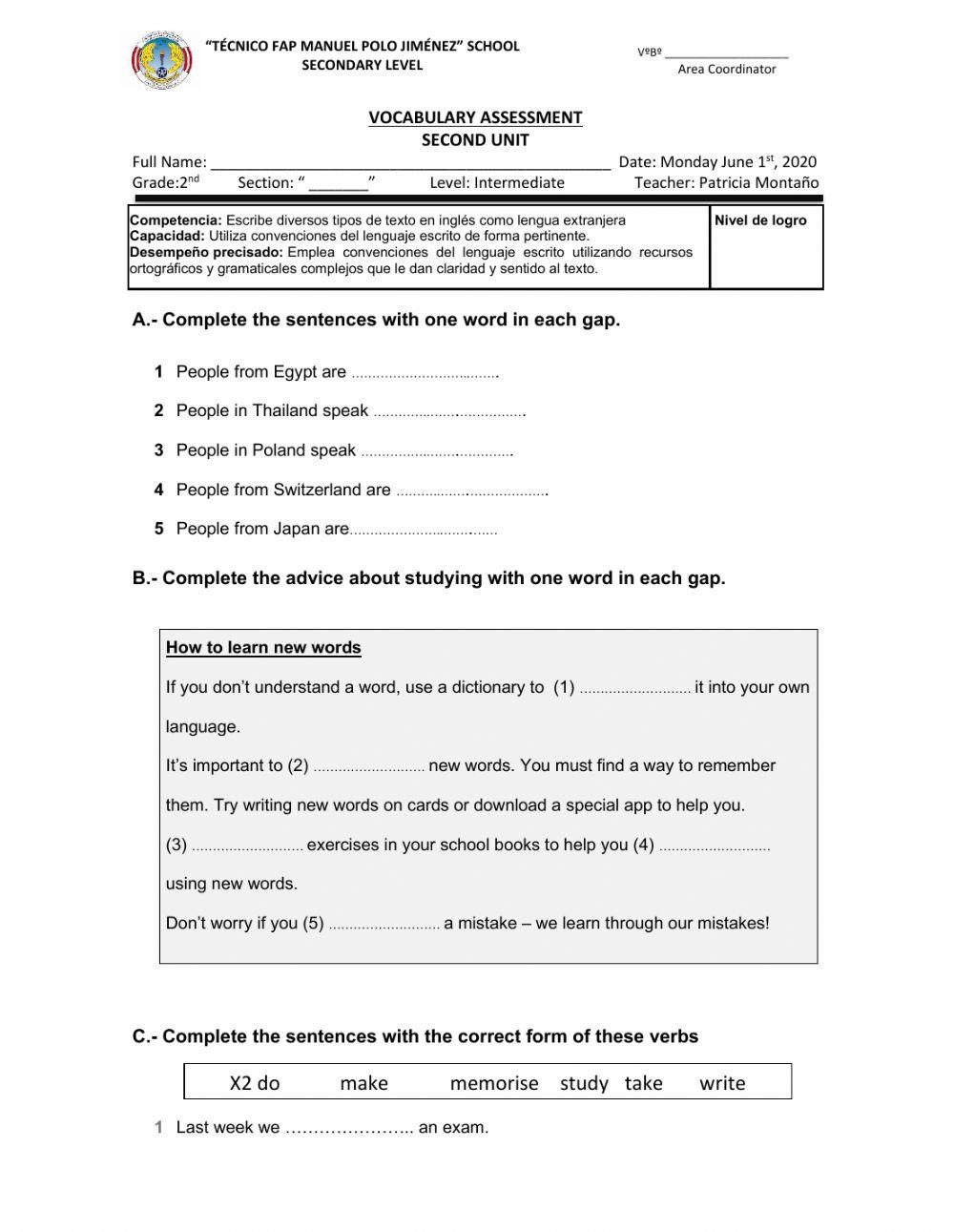 Countries nationalities languages