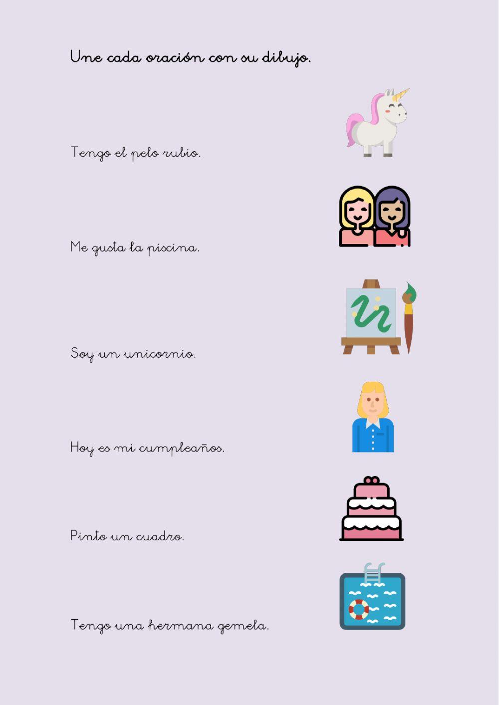 Unir oración con dibujo