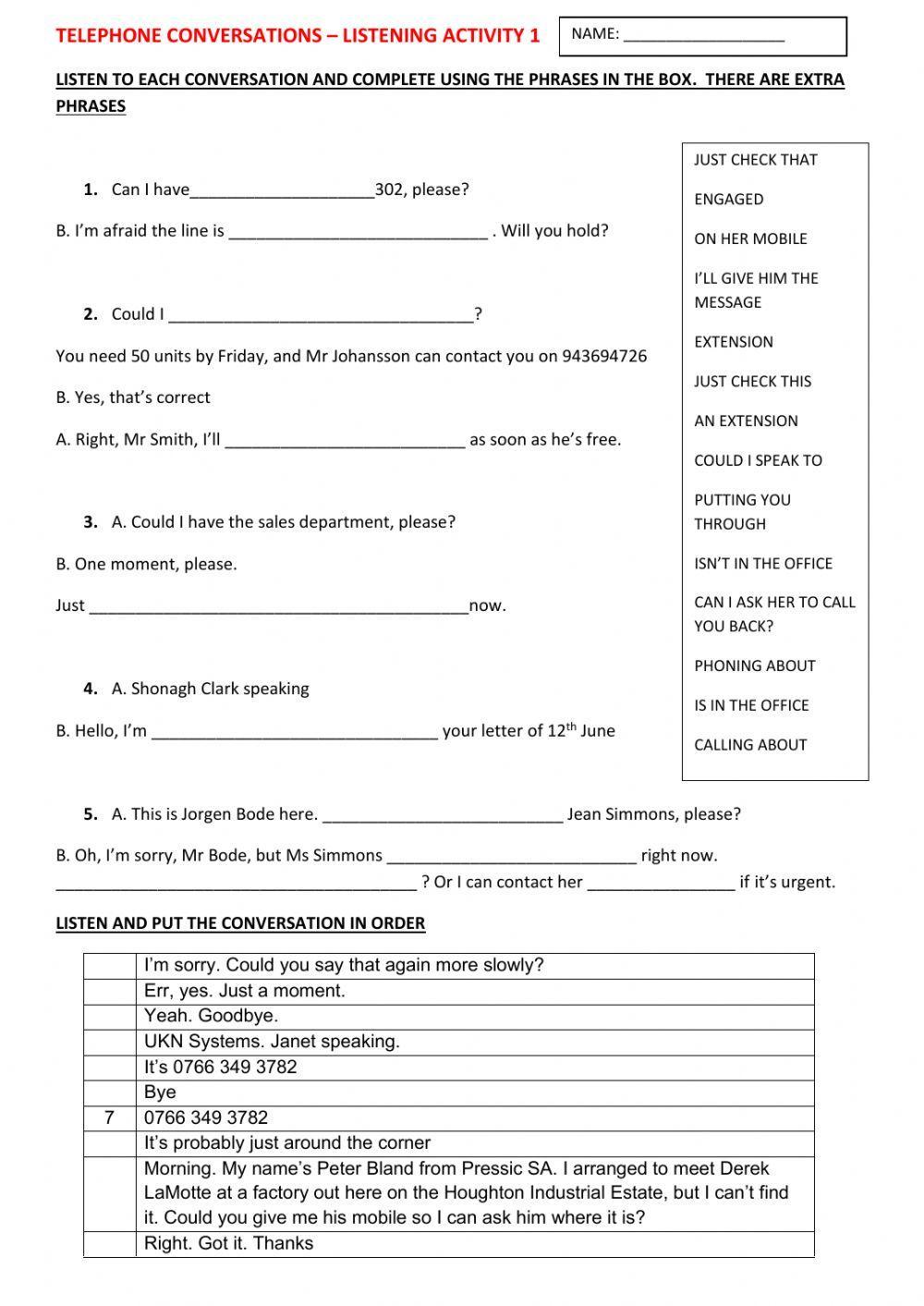 Telephone conversations listening