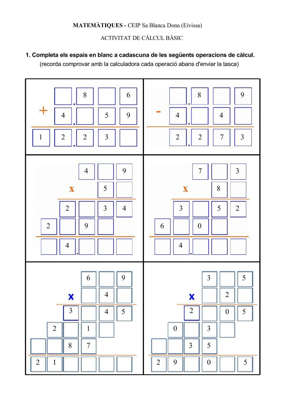 Càlcul bàsic incomplet