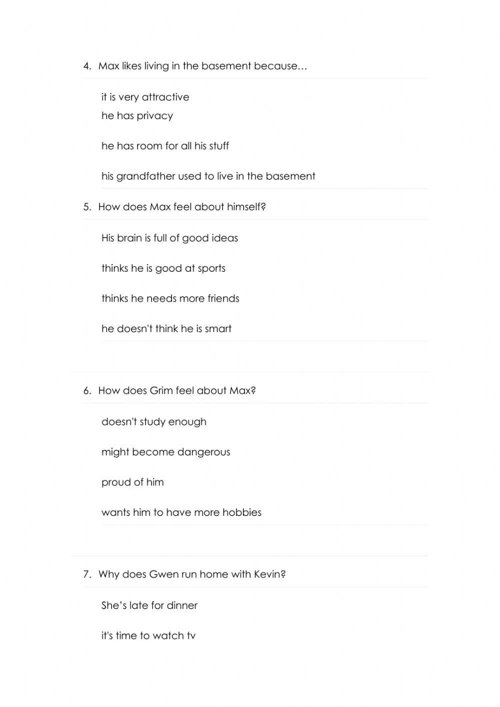 Freak the Mighty: revision 1 5 online exercise for Live Worksheets