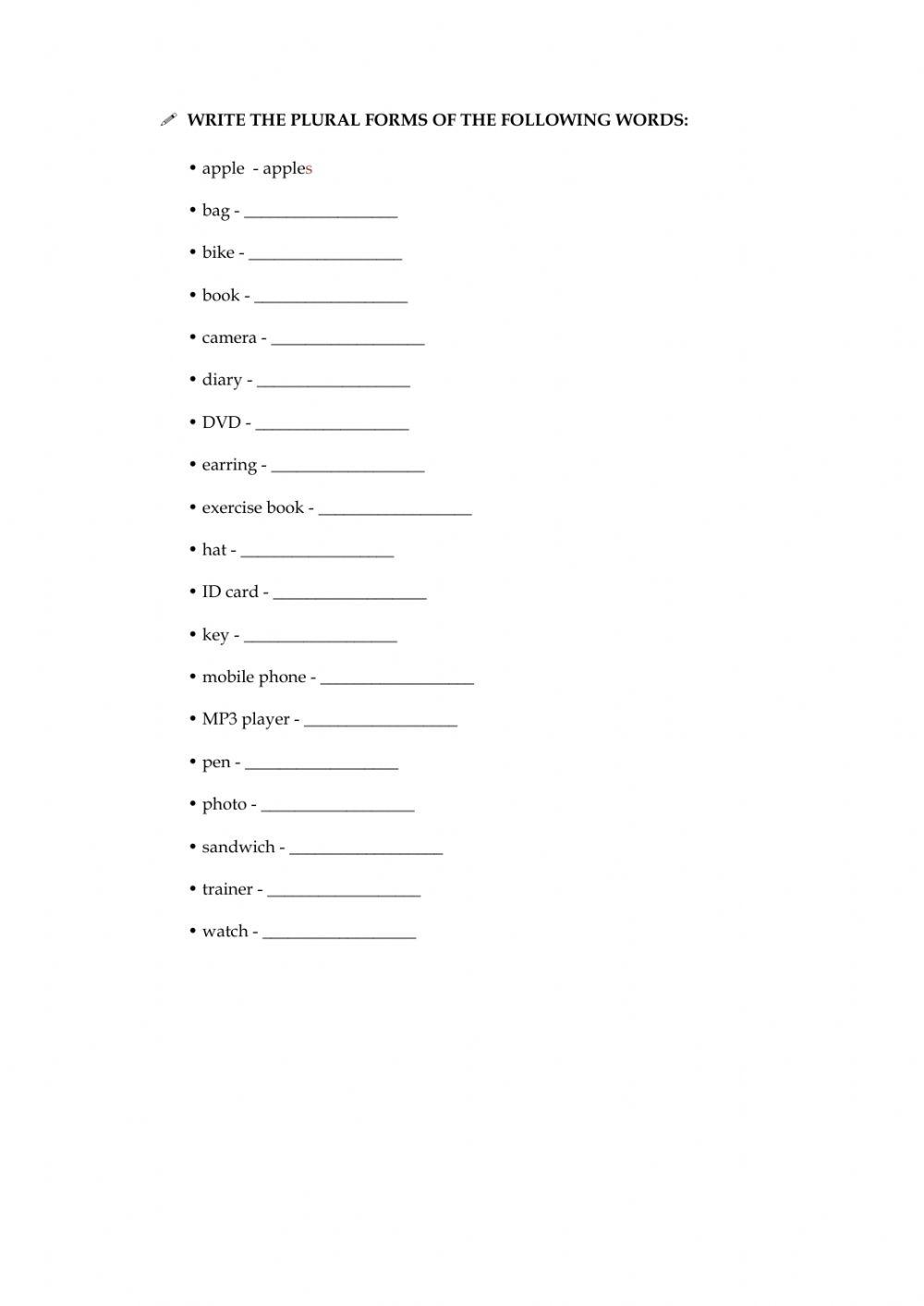 Indefinite article & Plural regular nouns