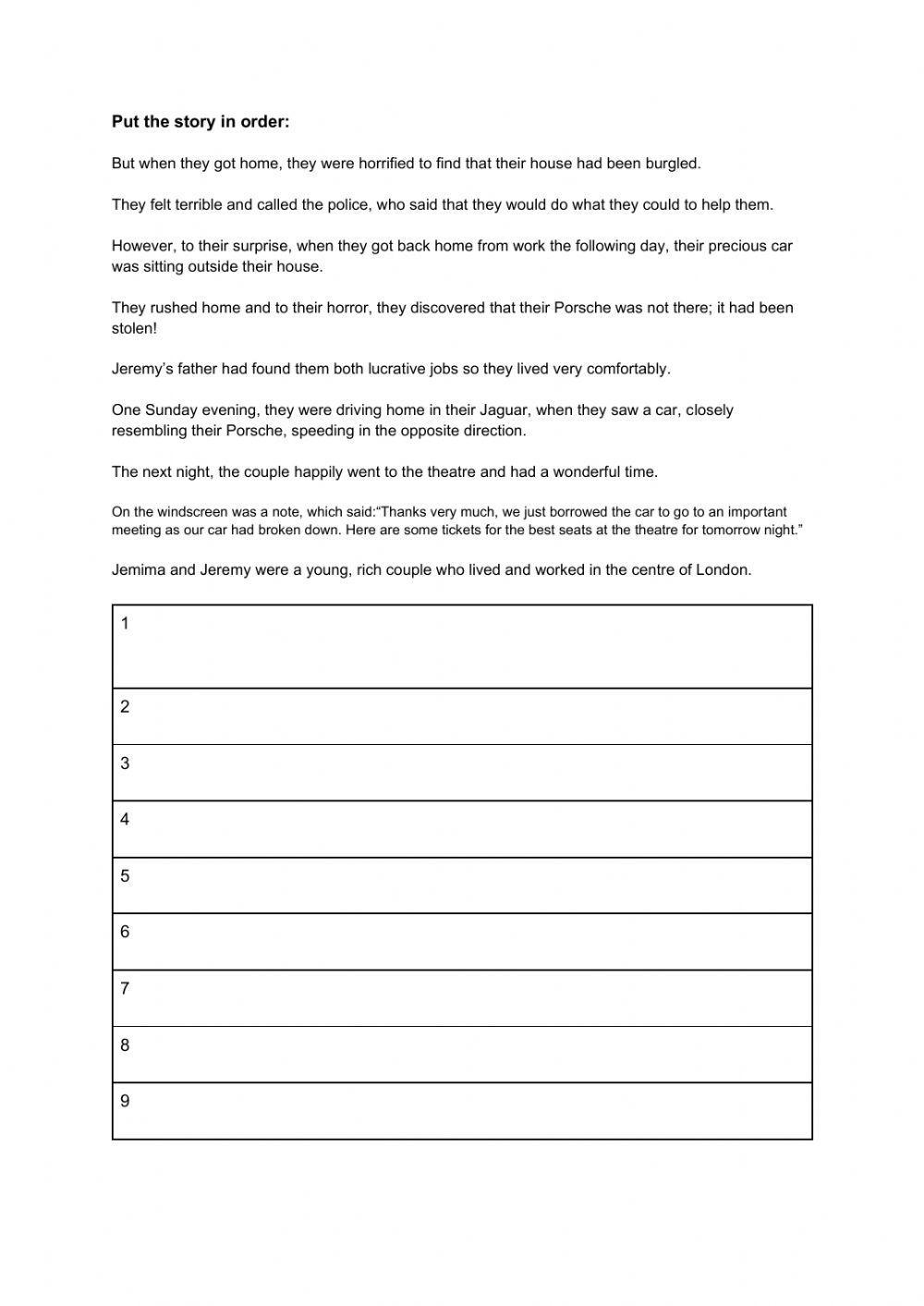 Put the story in order