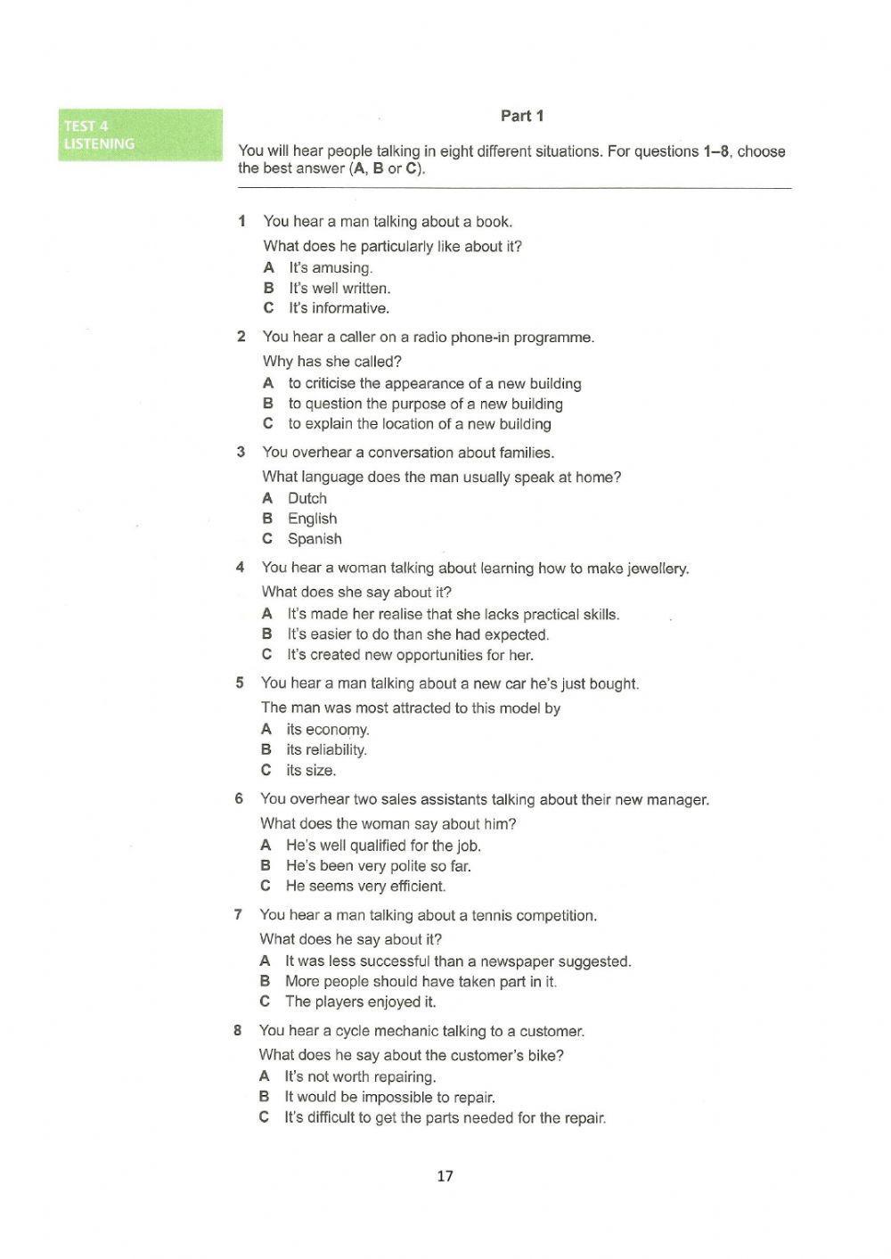 FCE Listening Test