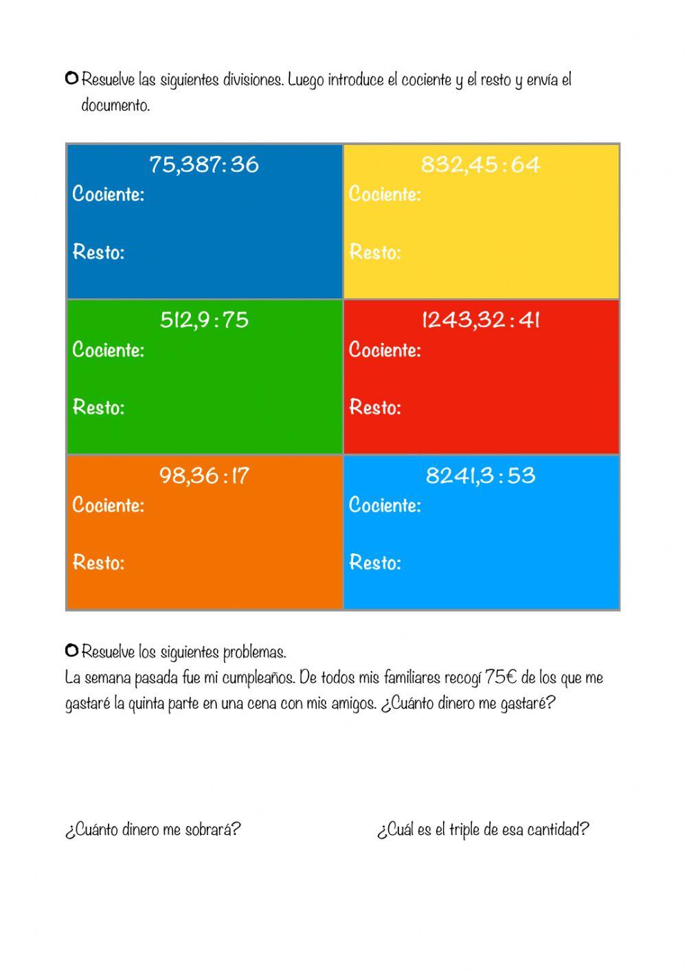 Divisiones decimales