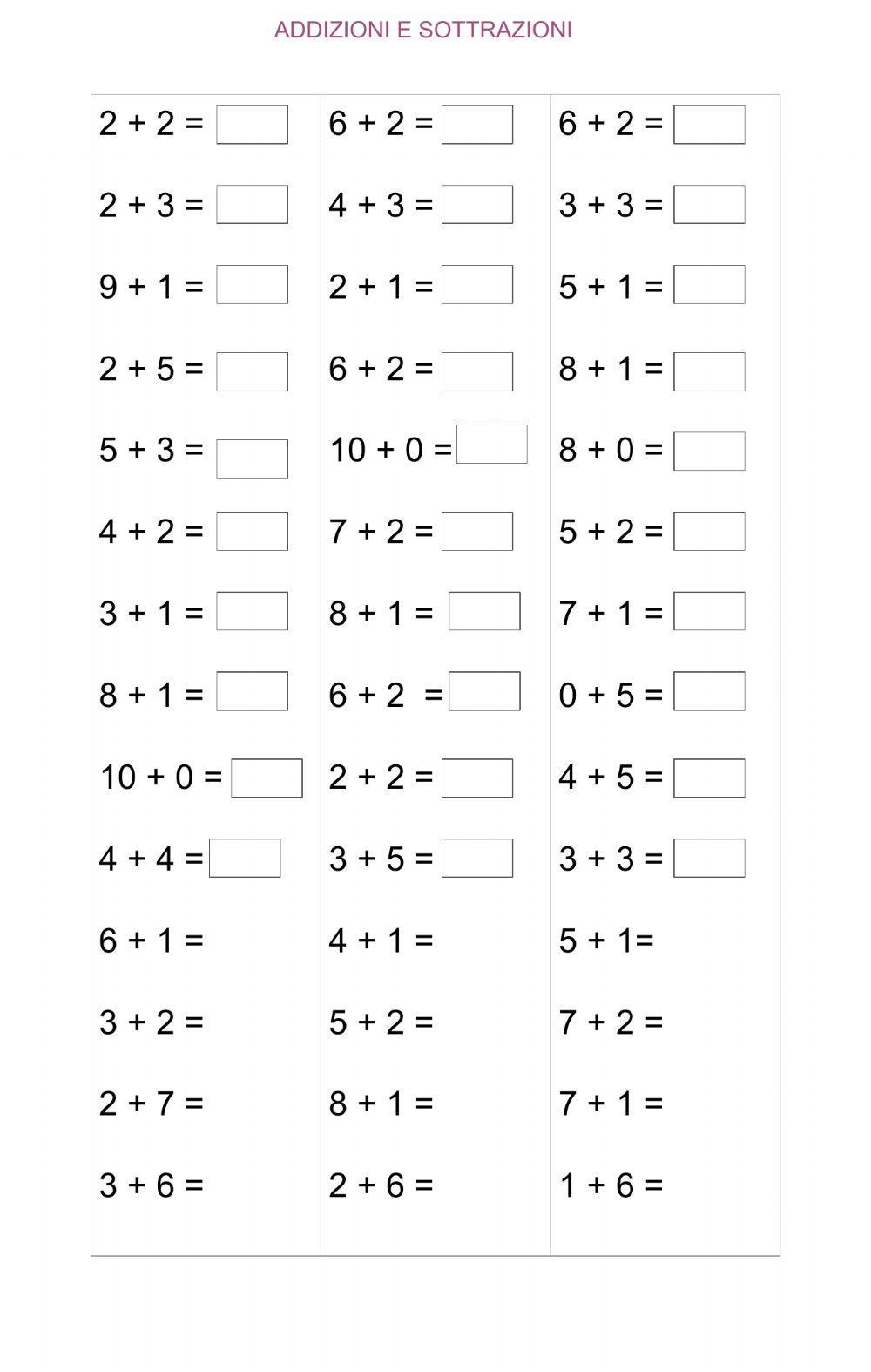 Addizioni e sottrazioni