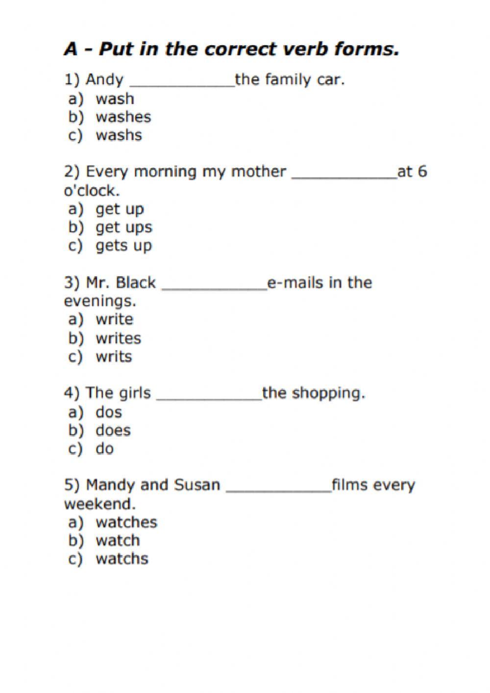 Simple present - multiple choice