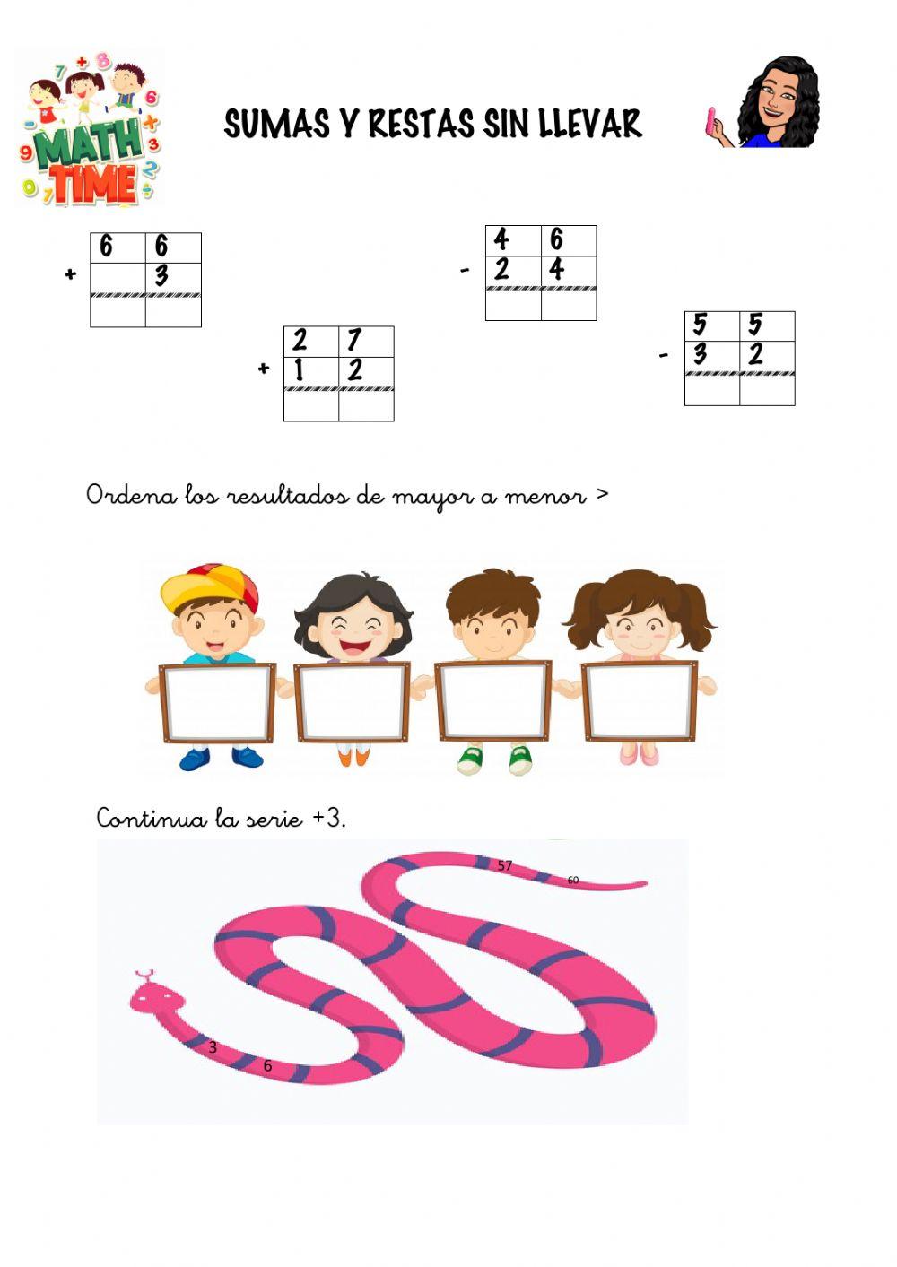 Sumas y restas sin llevadas