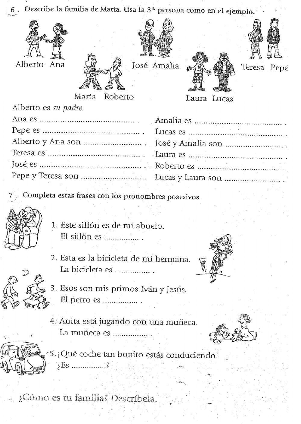 Determinantes posesivos y familia