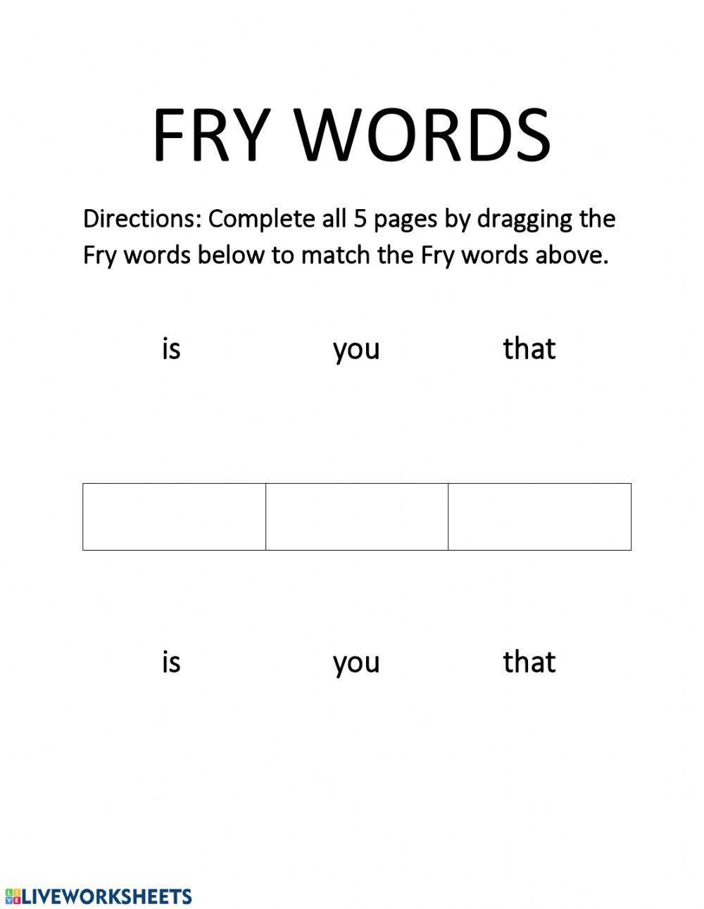 Fry Words Match