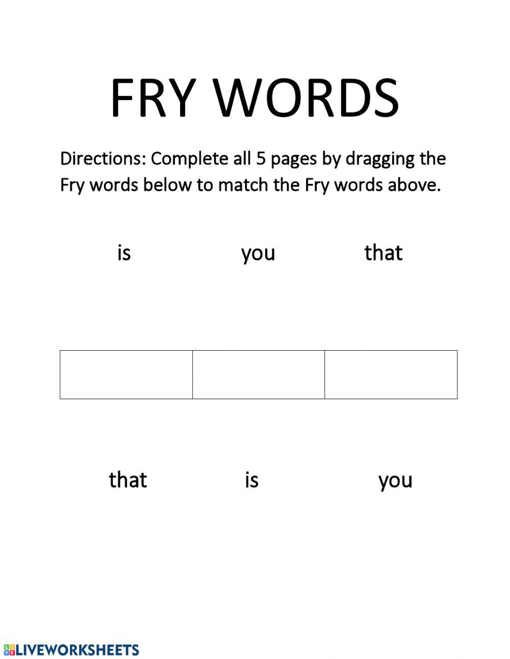 Fry Words Match