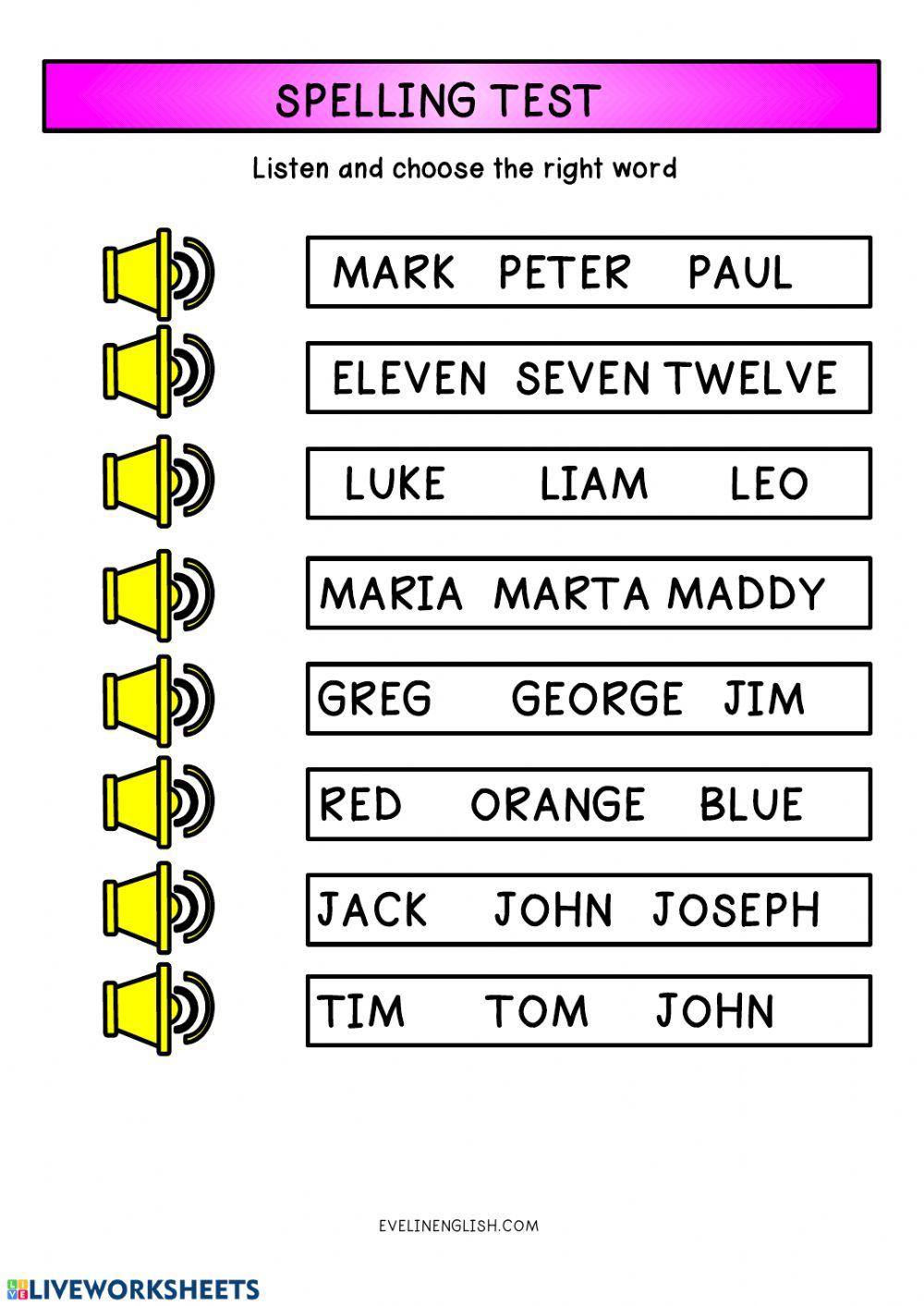 Spelling test Spelling test