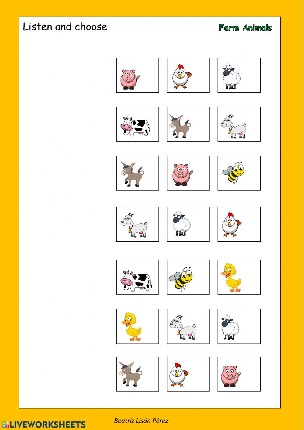 Farm animals vocabulary