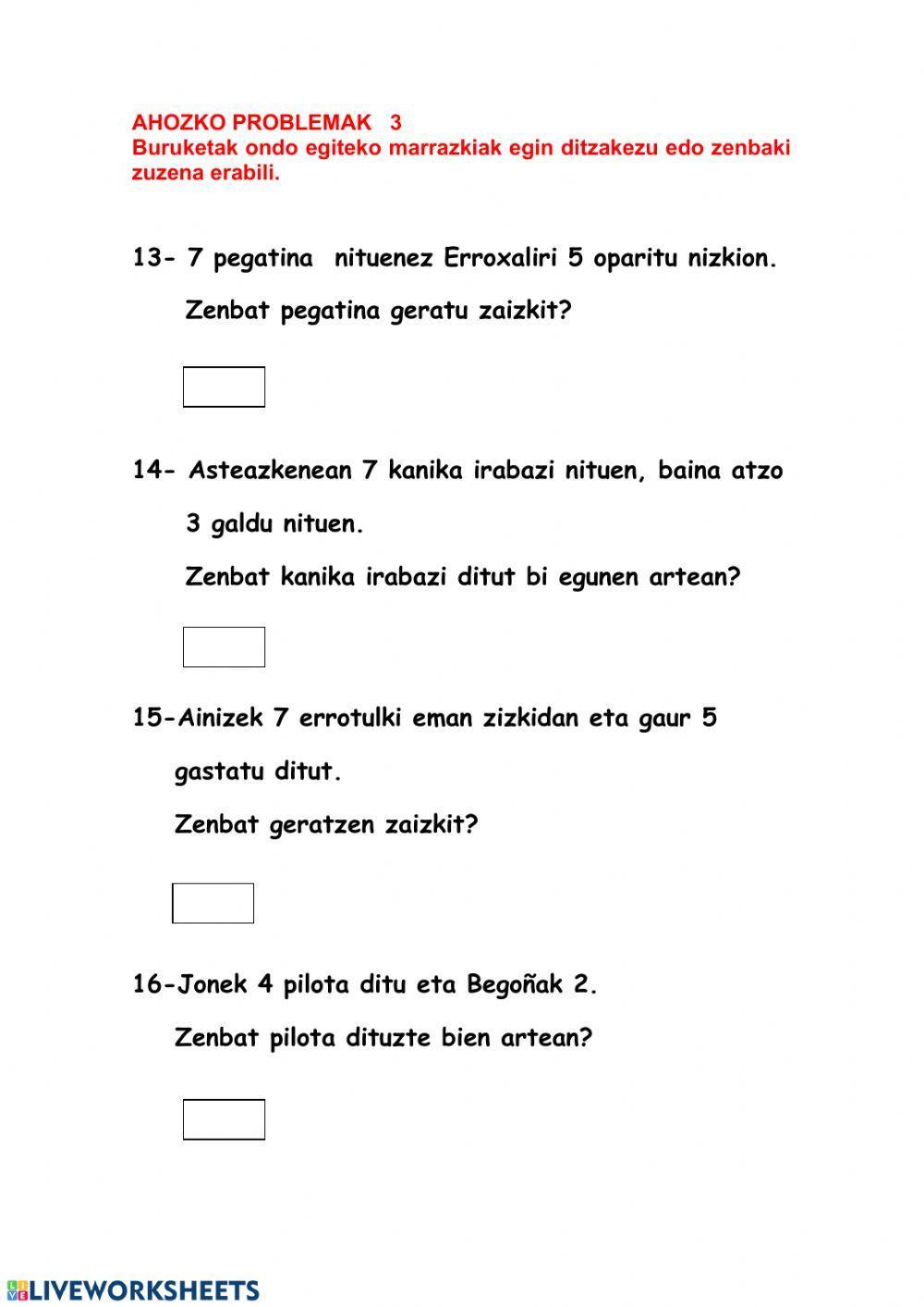 Ahozko problemak 3