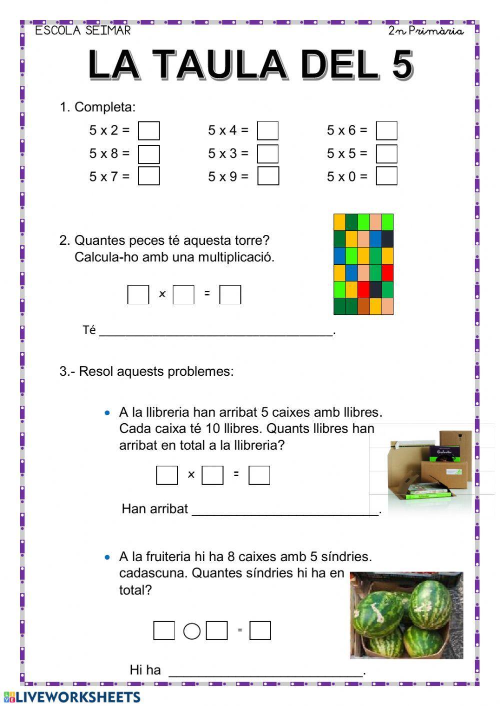 La taula del 5 (PROBLEMES)