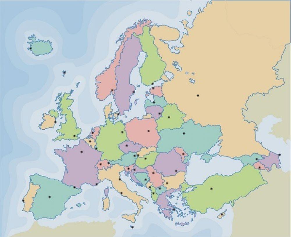 Mapa de Europa - Países y capitales