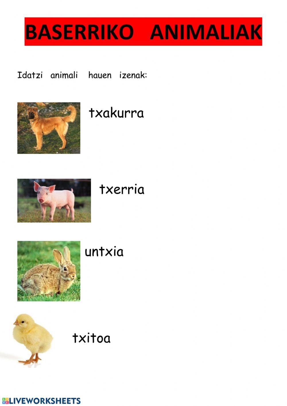 Baserriko animaliak (xehez)