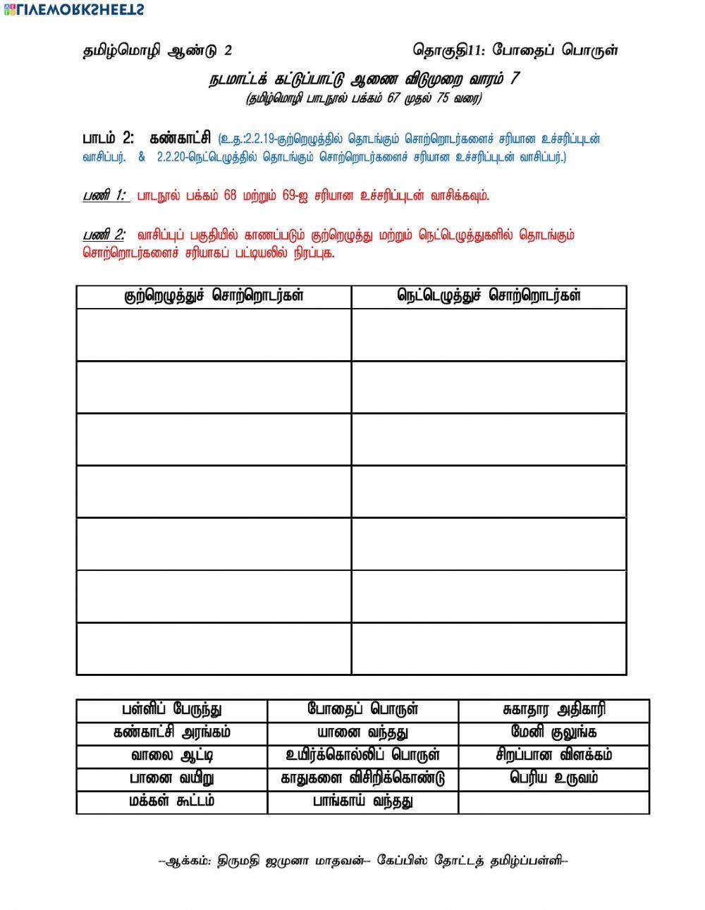 தமிழ்மொழி-ஆண்டு 2-தொகுதி 11 - பாடம் 2-ஆக்கம்: திருமதி ஜமுனா மாதவன்-கேப்பிஸ் தோட்டத் தமிழ்ப்பள்ளி