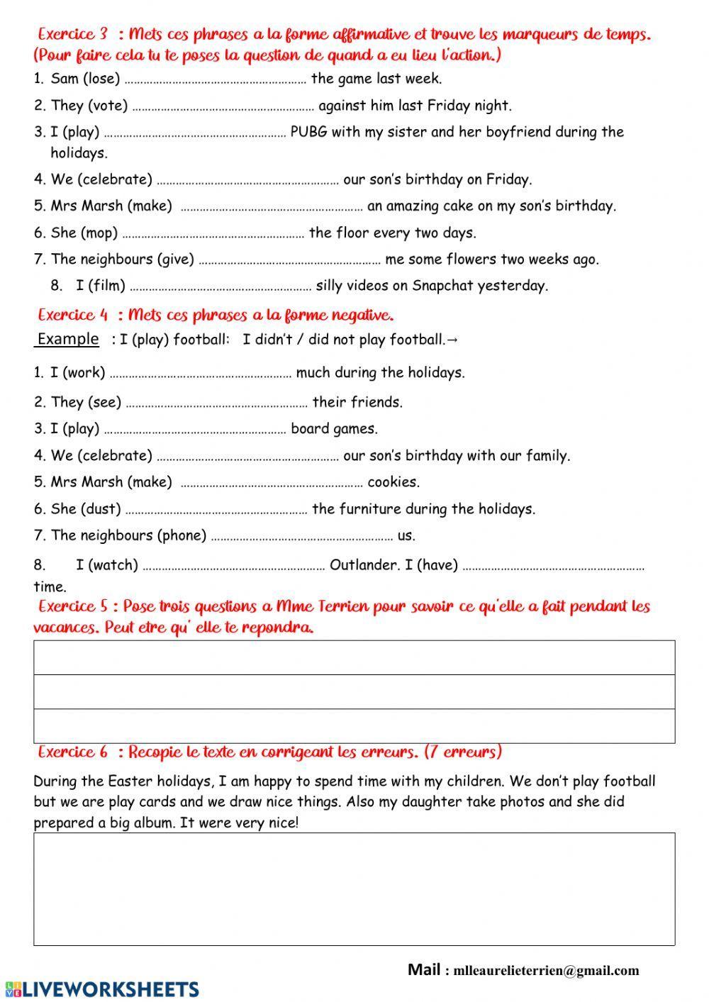 Exercises about the preterite