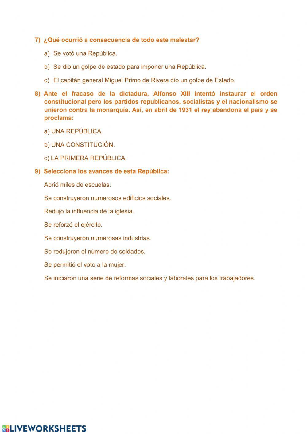 De Alfonso XIII a la II República