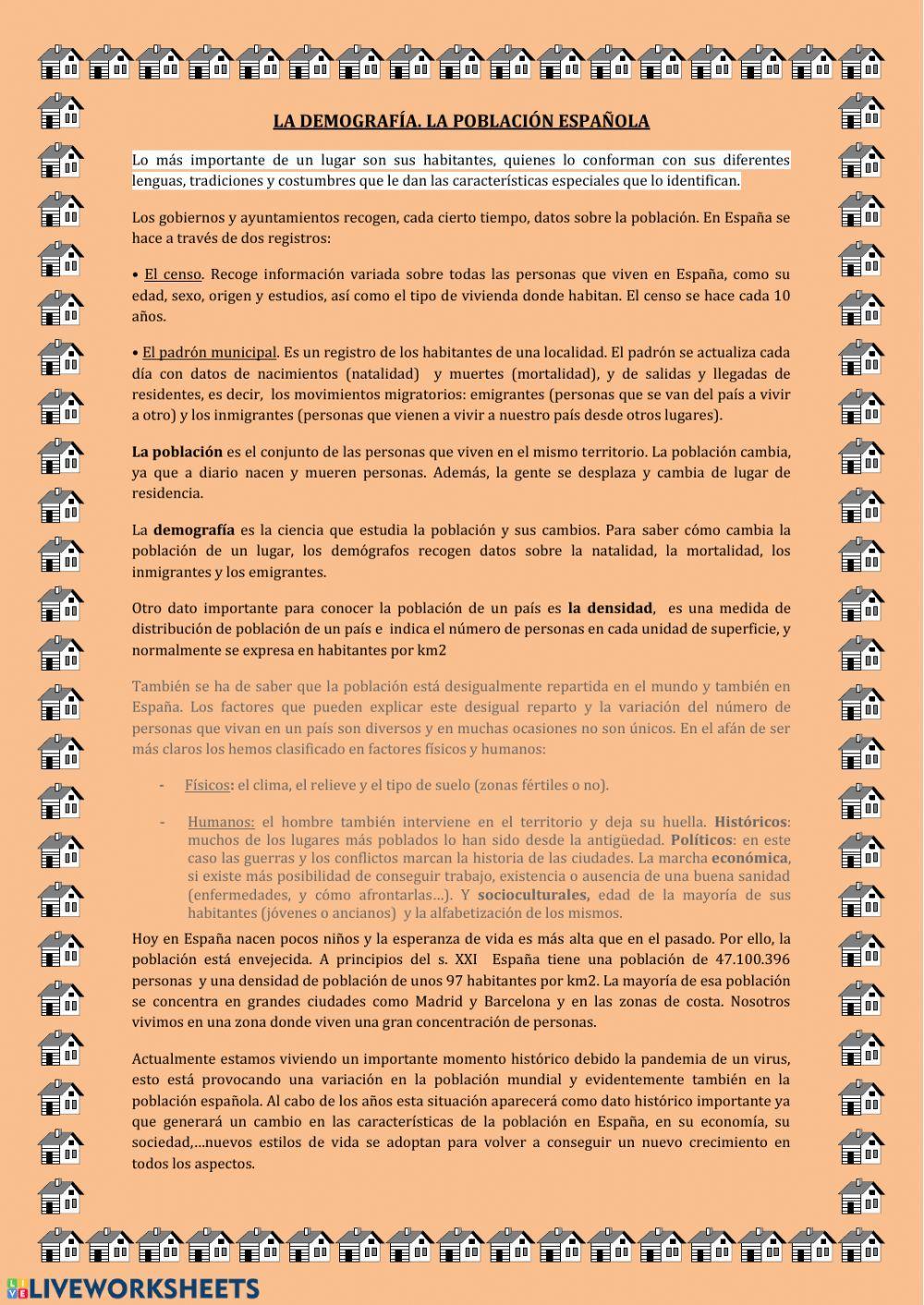 La demografía. La población española