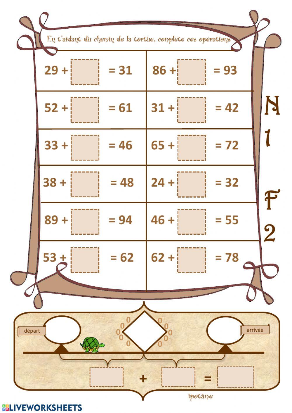 Additions lacunaires jusque 100